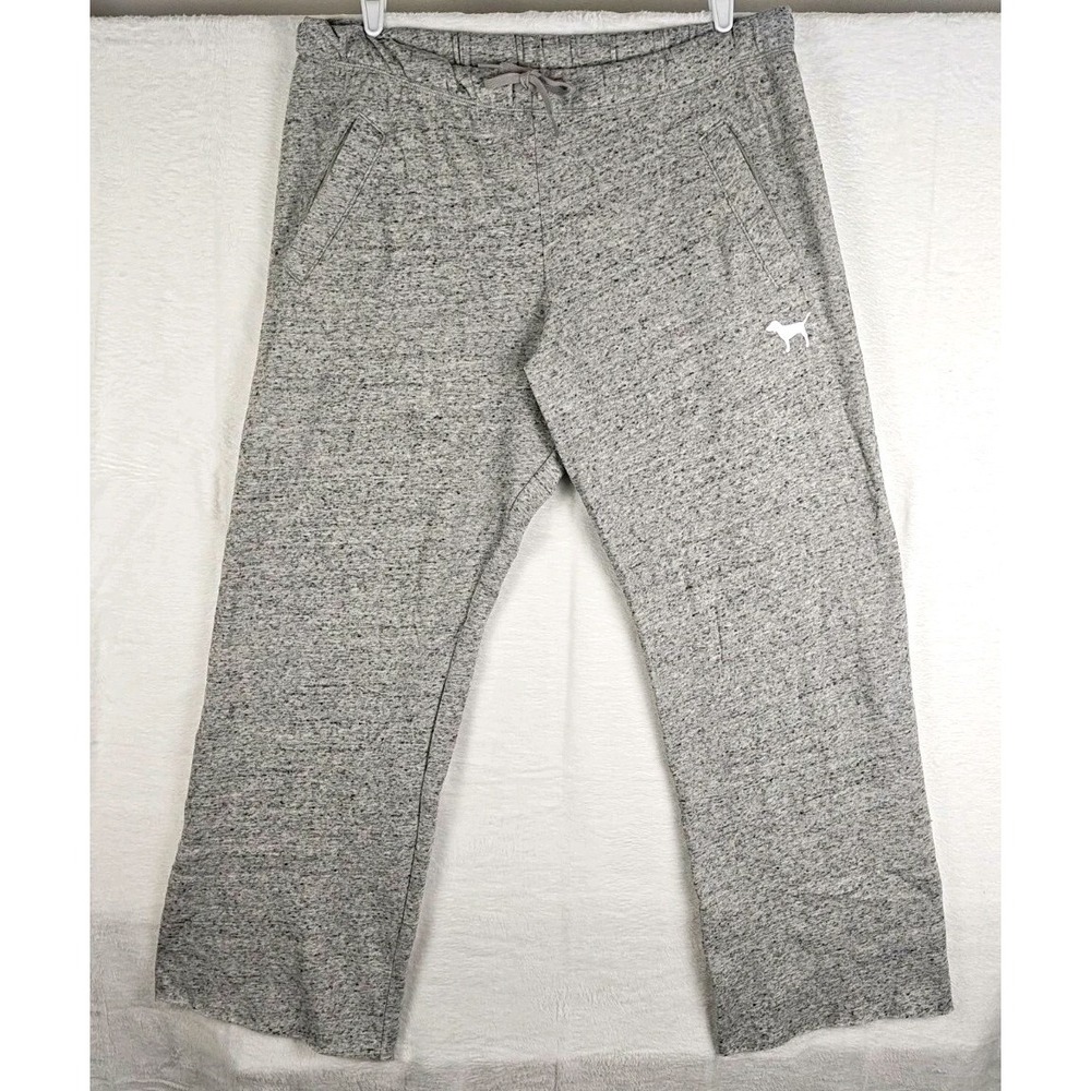 Victoria's Secret PINK Y2K Gray Flare Sweatpants Dog Logo Women's Large L